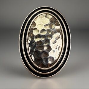 Premier, designs Oval Hammered Silvertone Statement Modernist pendant